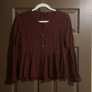 Red and Black Peplum Flannel